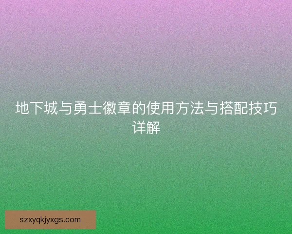 地下城与勇士徽章的使用方法与搭配技巧详解